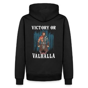 Victoire ou Valhalla Viking Warrior - Sweat à capuche Premium bio Homme - noir - Dos - Nico (187cm)