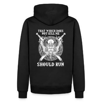 That Wich Does Not Kill Me Should Run Wikinger - Männer Premium Bio Hoodie - Schwarz - Hinten - Nico (187cm)