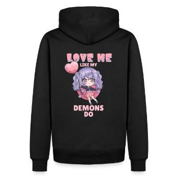 Aimez-moi comme mes démons font Anime Girl - Sweat à capuche Premium bio Homme - noir - Dos - Nico (187cm)