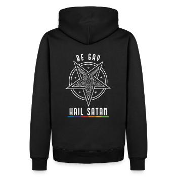 Be Gay Hail Satan LGBT Satanist - Männer Premium Bio Hoodie - Schwarz - Hinten - Nico (187cm)