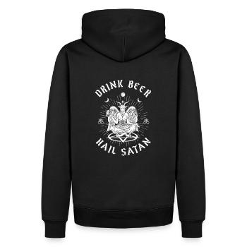 Boire de la bière Hail Satan Baphomet Occult - Sweat à capuche Premium bio Homme - noir - Dos - Nico (187cm)
