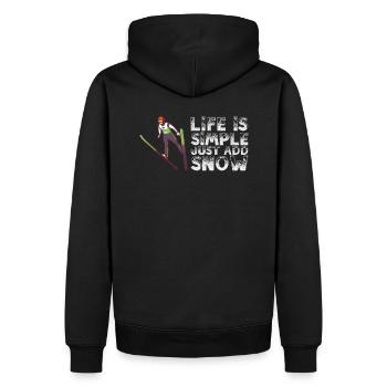 Life Is Simple Just Add Snow Skispringer - Männer Premium Bio Hoodie - Schwarz - Hinten - Nico (187cm)