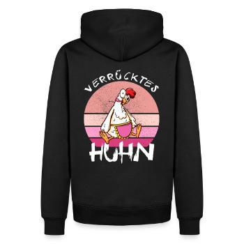 Crazy Chicken Funny Farmer - Men’s Premium Organic Hoodie - black - Back - Nico (187cm)