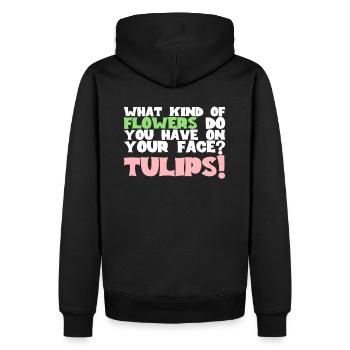 What kind Of Flowers Do You Have On Your Face - Männer Premium Bio Hoodie - Schwarz - Hinten - Nico (187cm)