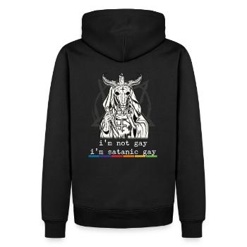 I'm not gay i'm satanic gay I LGBT Pride - Männer Premium Bio Hoodie - Schwarz - Hinten - Nico (187cm)
