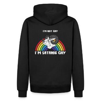 I'm Not Gay I'm Satanic Gay LGBT Satanist - Männer Premium Bio Hoodie - Schwarz - Hinten - Nico (187cm)