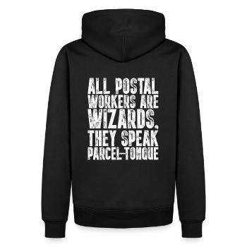 All Postal Workers Are Wizards Postbote lustig - Männer Premium Bio Hoodie - Schwarz - Hinten - Nico (187cm)
