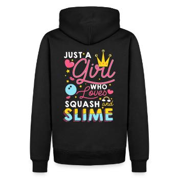Juste une fille Squash And Slime - Sweat à capuche Premium bio Homme - noir - Dos - Nico (187cm)