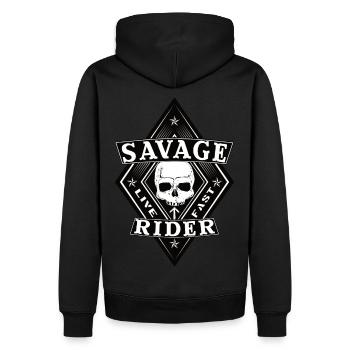 Savage Rider - Männer Premium Bio Hoodie - Schwarz - Hinten - Nico (187cm)