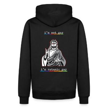 I'm Not Gay I'm Satanic Gay I LGBT - Männer Premium Bio Hoodie - Schwarz - Hinten - Nico (187cm)
