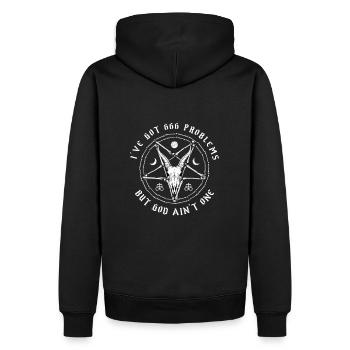 J’ai eu 666 problèmes mais Dieu n’en a pas un - Sweat à capuche Premium bio Homme - noir - Dos - Nico (187cm)