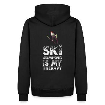 Ski Jumping Is My Therapy I Wintersport Sport - Männer Premium Bio Hoodie - Schwarz - Hinten - Nico (187cm)