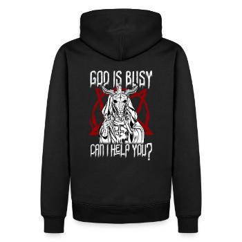 Dieu est occupé Puis-je vous aider ? Baphomet Occulte - Sweat à capuche Premium bio Homme - noir - Dos - Nico (187cm)
