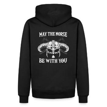 May The Norse Be with You I Walhalla Wiking - Männer Premium Bio Hoodie - Schwarz - Hinten - Nico (187cm)