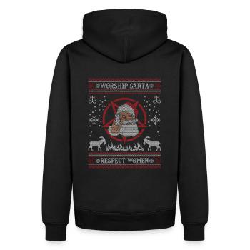 Adorer le Père Noël Respecter les femmes I Pentagramme satanique - Sweat à capuche Premium bio Homme - noir - Dos - Nico (187cm)
