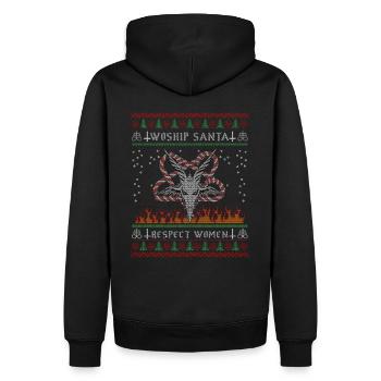 Adorer le Père Noël Respectez les femmesI Diable satanique - Sweat à capuche Premium bio Homme - noir - Dos - Nico (187cm)
