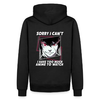 Désolé, je ne peux pas avoir trop d’anime à regarder - Sweat à capuche Premium bio Homme - noir - Dos - Nico (187cm)