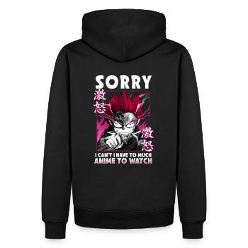 Désolé, je ne peux pas avoir trop d’anime à regarder - Sweat à capuche Premium bio Homme - noir - Dos - Nico (187cm)