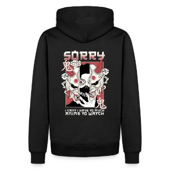 Désolé, je ne peux pas avoir trop d’anime à regarder - Sweat à capuche Premium bio Homme - noir - Dos - Nico (187cm)