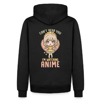 Can't Hear You I'm Watching Anime I Manga Girl - Männer Premium Bio Hoodie - Schwarz - Hinten - Nico (187cm)