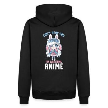 Can't Hear You I'm Watching Anime I Manga Girl - Männer Premium Bio Hoodie - Schwarz - Hinten - Nico (187cm)