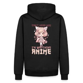 Can't Hear You I'm Watching Anime I Manga Girl - Männer Premium Bio Hoodie - Schwarz - Hinten - Nico (187cm)