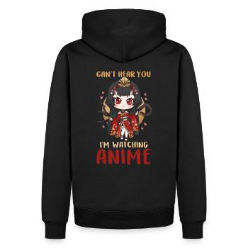 Can't Hear You I'm Watching Anime I Manga Girl - Männer Premium Bio Hoodie - Schwarz - Hinten - Nico (187cm)