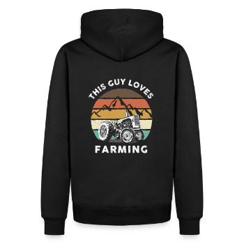 This Guy Loves Farming I Lustig Landwirt - Männer Premium Bio Hoodie - Schwarz - Hinten - Nico (187cm)