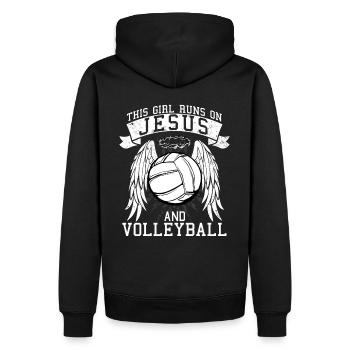 This Girl Runs On Jesus and Volleyball - Männer Premium Bio Hoodie - Schwarz - Hinten - Nico (187cm)