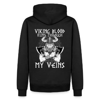 Viking Blood Runs Trough My Veins I Valhalla - Männer Premium Bio Hoodie - Schwarz - Hinten - Nico (187cm)