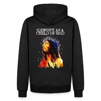 Identify As A Child Of God I Jesus Bibel Vers - Männer Premium Bio Hoodie - Schwarz - Hinten - Nico (187cm)