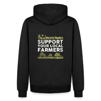 Support Your Local Farmers I Funny Farming - Men’s Premium Organic Hoodie - black - Back - Nico (187cm)