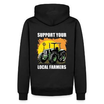 Soutenez vos agriculteurs locaux I Farmer Funny - Sweat à capuche Premium bio Homme - noir - Dos - Nico (187cm)