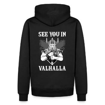 Rendez-vous au Valhalla I Viking Warrior Odin - Sweat à capuche Premium bio Homme - noir - Dos - Nico (187cm)