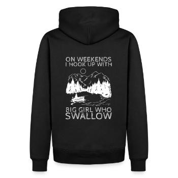 On Weekends I Hook Up With Big Girl Who Swallow - Männer Premium Bio Hoodie - Schwarz - Hinten - Nico (187cm)