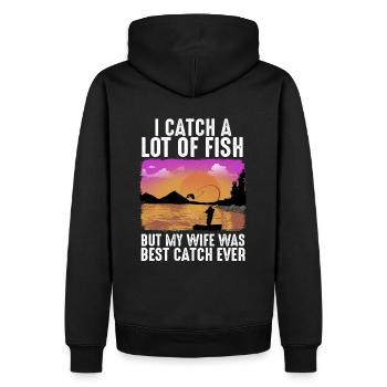 J’attrape beaucoup de poisson mais ma femme était la meilleure prise - Sweat à capuche Premium bio Homme - noir - Dos - Nico (187cm)