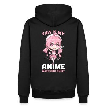 This Is My Anime Watching Shirt I Kawaii Girl - Männer Premium Bio Hoodie - Schwarz - Hinten - Nico (187cm)
