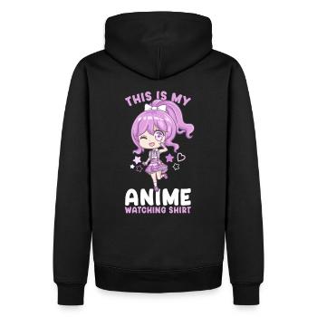 This Is My Anime Watching Shirt I Kawaii Girl - Männer Premium Bio Hoodie - Schwarz - Hinten - Nico (187cm)