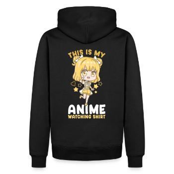 This Is My Anime Watching Shirt I Kawaii Girl - Männer Premium Bio Hoodie - Schwarz - Hinten - Nico (187cm)