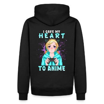 J’ai donné mon cœur à l’anime I Otaku Kawaii Girl - Sweat à capuche Premium bio Homme - noir - Dos - Nico (187cm)