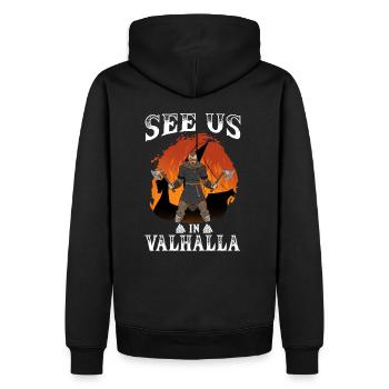 Rendez-vous à Valhalla I Valhalla Viking - Sweat à capuche Premium bio Homme - noir - Dos - Nico (187cm)