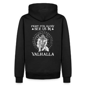 Fight for glory I Valhalla Viking Warrior - Men’s Premium Organic Hoodie - black - Back - Nico (187cm)
