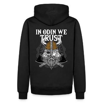 In Odin we trust I Walhalla Wikinger - Männer Premium Bio Hoodie - Schwarz - Hinten - Nico (187cm)