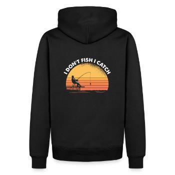 Je ne pêche pas J’attrape Je pêche drôle - Sweat à capuche Premium bio Homme - noir - Dos - Nico (187cm)