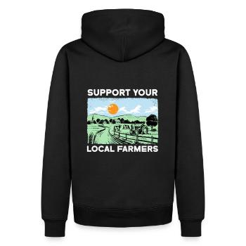 SUPPORT YOUR LOCAL FARMERS I Farming - Men’s Premium Organic Hoodie - black - Back - Nico (187cm)