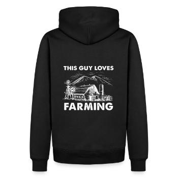 This Guy Loves Farming I Lustig Landwirt - Männer Premium Bio Hoodie - Schwarz - Hinten - Nico (187cm)