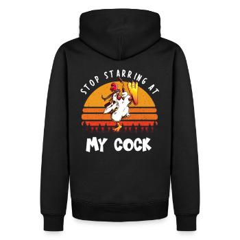 Arrête de jouer à ma bite I drôle de poulet poulets - Sweat à capuche Premium bio Homme - noir - Dos - Nico (187cm)