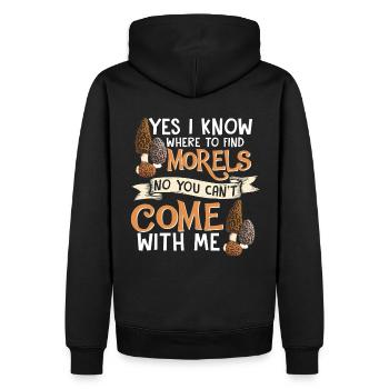 Yes i know where to find the Morels I Schwammerl - Männer Premium Bio Hoodie - Schwarz - Hinten - Nico (187cm)