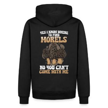 Yes i know where to find the Morels I Pilz sammeln - Männer Premium Bio Hoodie - Schwarz - Hinten - Nico (187cm)