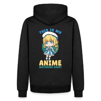 This Is My Anime Watching Shirt I Kawaii Girl - Männer Premium Bio Hoodie - Schwarz - Hinten - Nico (187cm)